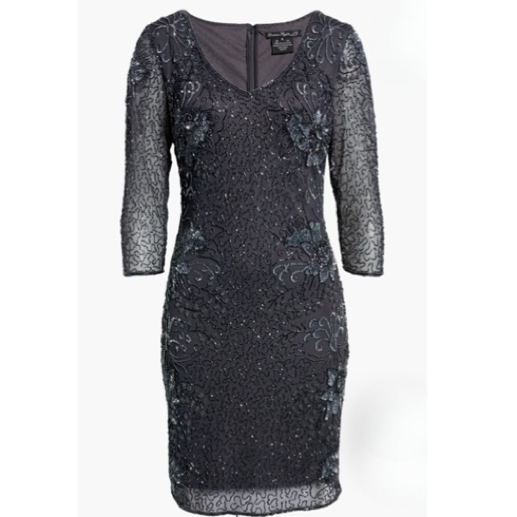 Pissaro Nights Beaded V-Neck Cocktail Dress - Picture 3 of 8